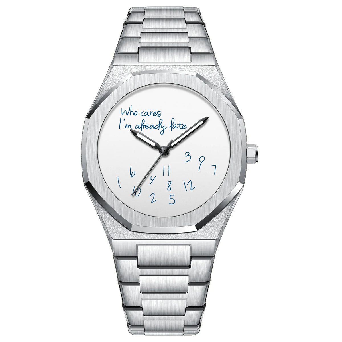 Velour Silver White watch with brushed stainless steel bracelet and white dial